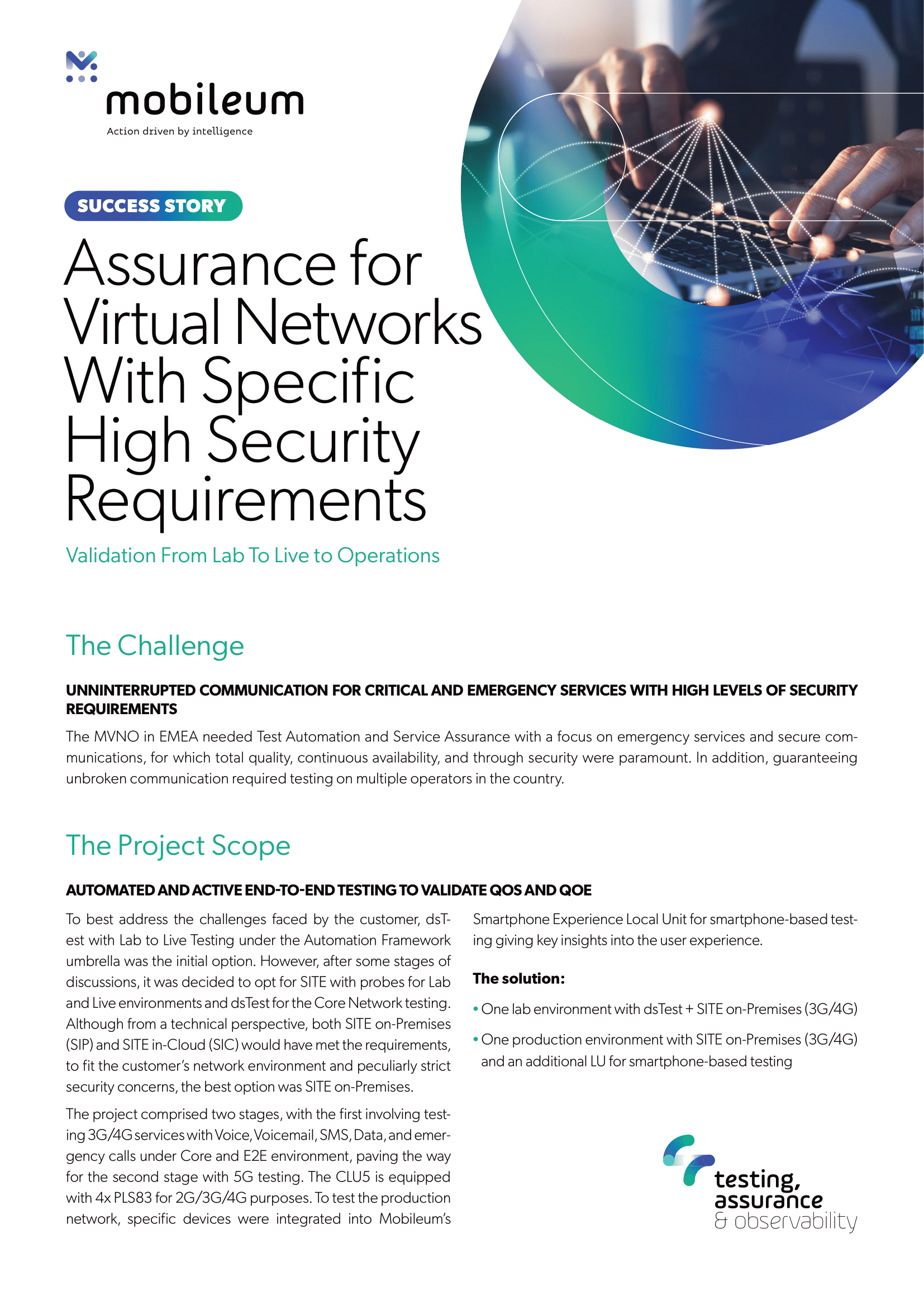 Mobileum - Case Study - Assurance for Virtual Networks With Specific High Security Requirements