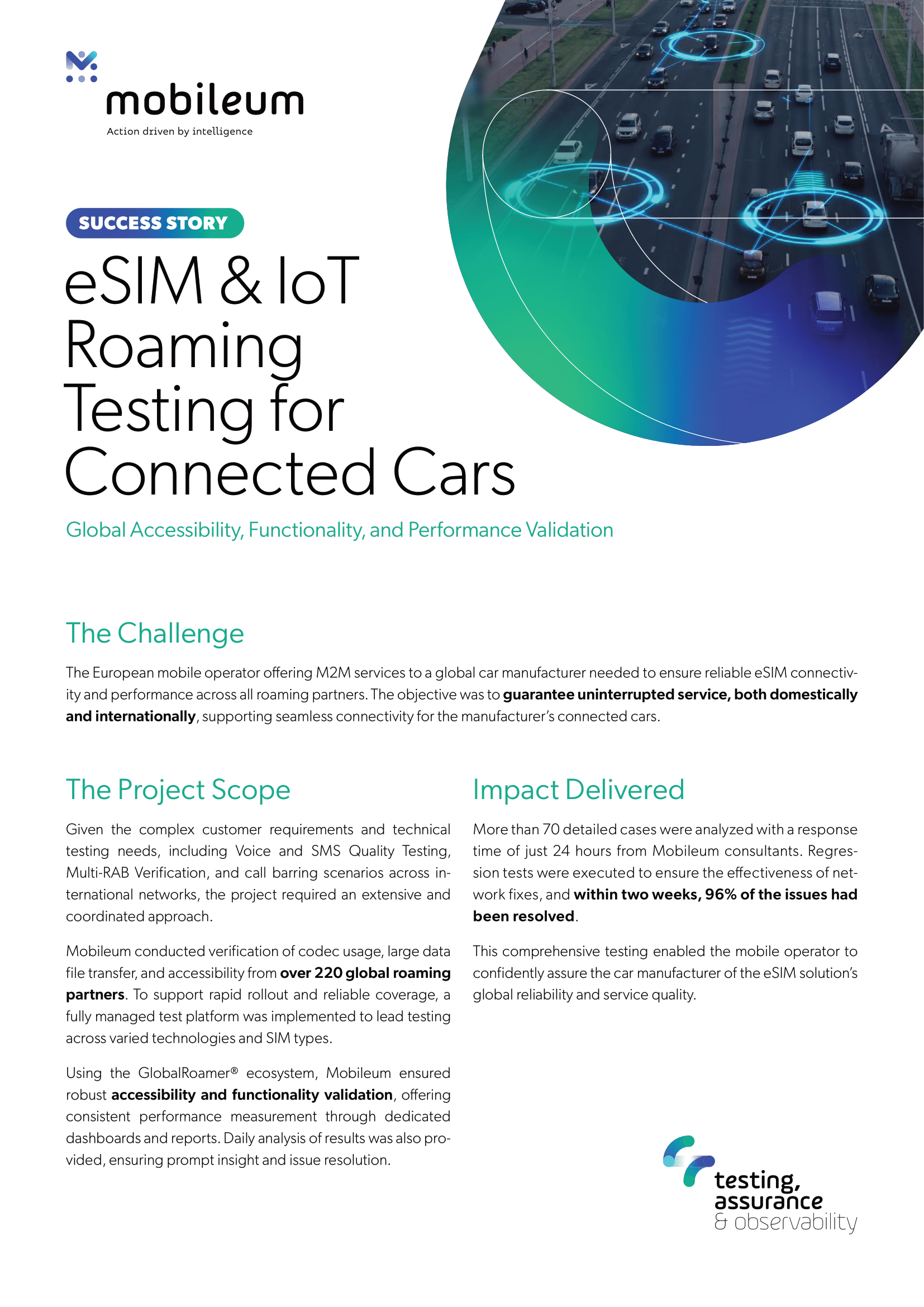 Mobileum - Case Study - eSIM & IoT Roaming Testing for Connected Cars